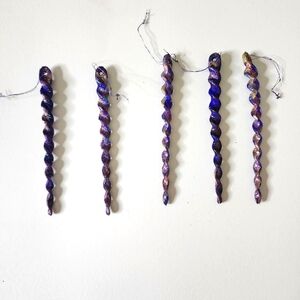 5 HANDCRAFTED Upcycled Icecicle Ornaments HANDPAINTED Holiday Christmas Tree Art